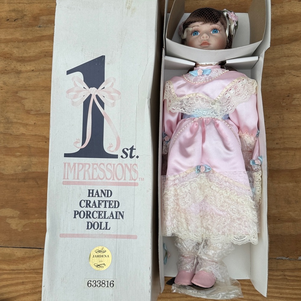 Collectible Vintage 1st Impressions NWT Hand Crafted Porcelain Doll “Jardena”